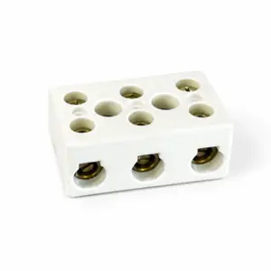 Regletas cerámicas de porcelana de tres polos con bornes metálicos