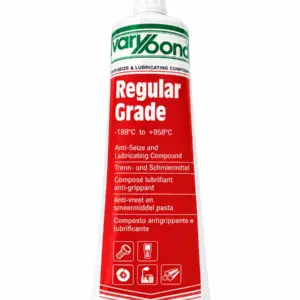Tubo rojo y blanco de lubricante Vary Bond Regular Grade, pasta antigripante para roscas